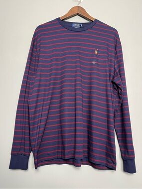 Polo Ralph Lauren NWT Striped Long-Sleeve Classic Fit Shirt Navy Red Size L